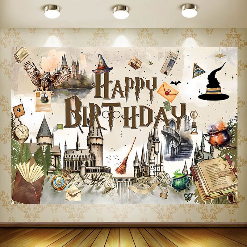 Harry Potter Magic Castle Birthday Party Photography Background Cloth Scene Decoration Banner Props