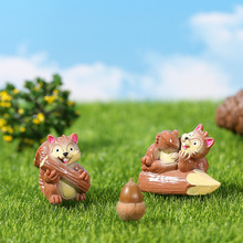 创意摆件可爱小鼠松鼠动物苔藓微景观装饰盆景多肉树脂工艺品摆件