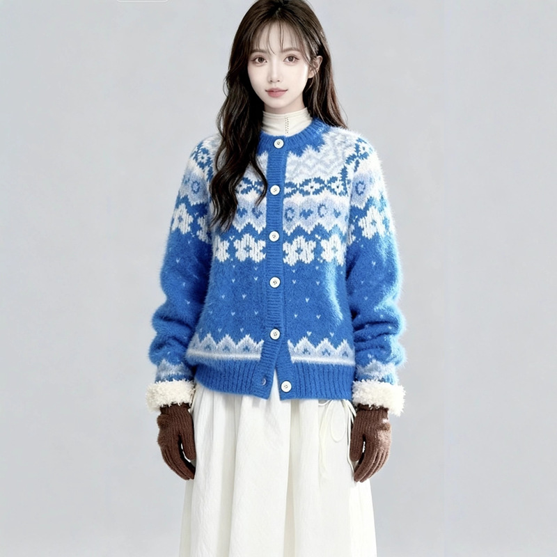 Lazy Sweater Cardigan Women's 2025 Autumn and Winter New College Style Sweater Tops Loose Cute Sweet Top