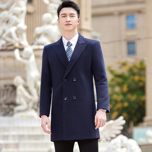 Men's Woolen Coat Professional Attire for Autumn and Winter, Thickened Hotel Front Desk Workwear, 4S Store Sales Workwear, Business Commuting