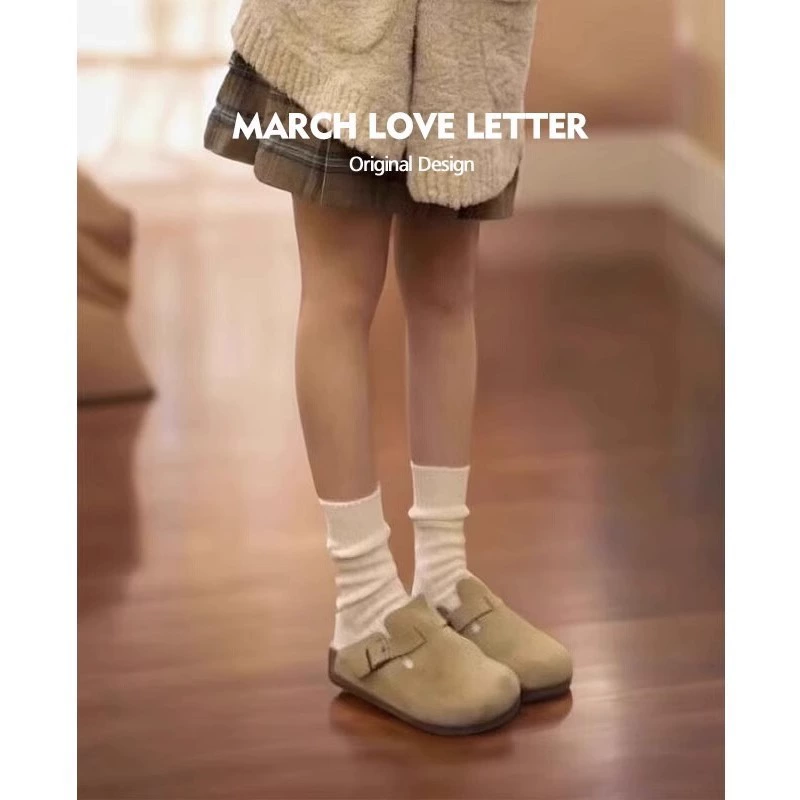 Spring Platform Slip-On Clogs, English Style, Suede Upper, Platform Sole, Sizes 36–40