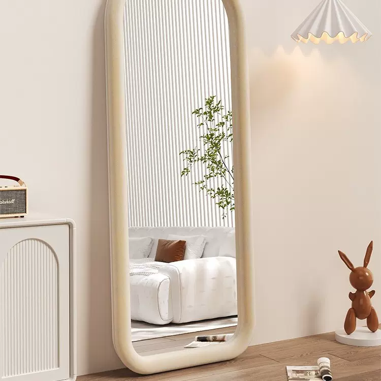 全身镜网红落地镜奶油ins风试衣穿衣镜法式家用女生卧室异形镜子