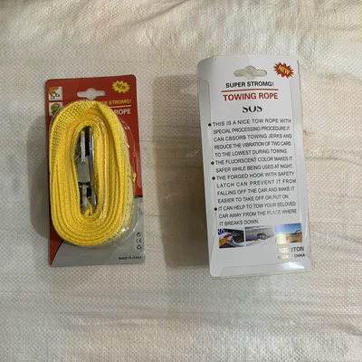 Emergency trolley rope traction rope 3 m 3 t blister card paper packaging trailer rope for self-driving travel strong trailer belt (Trailer rope/net/strap) - card-packaging