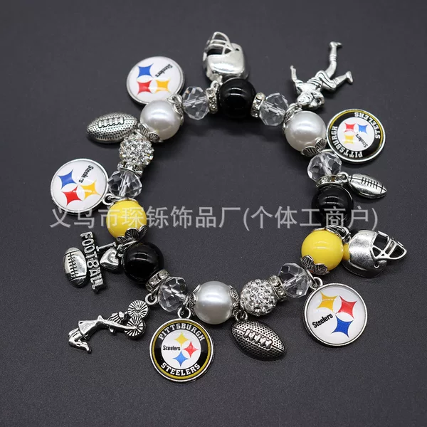 Nfl American Football Bracelets from the Source Factory, in Stock, European and American Style Elastic Beaded Bracelets, Support Mixed Batch Orders