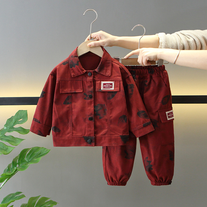 7719 Traje guapo de primavera y otoño para niños 2025 nueva chaqueta de herramientas para niños bebé ropa de primavera coreana marea