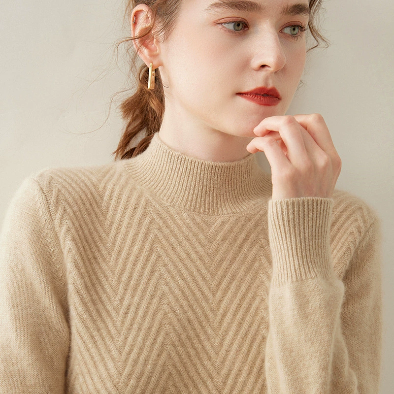 Демисезонная кашемировая, цветная вязаная кофта с высоким воротом, oversize