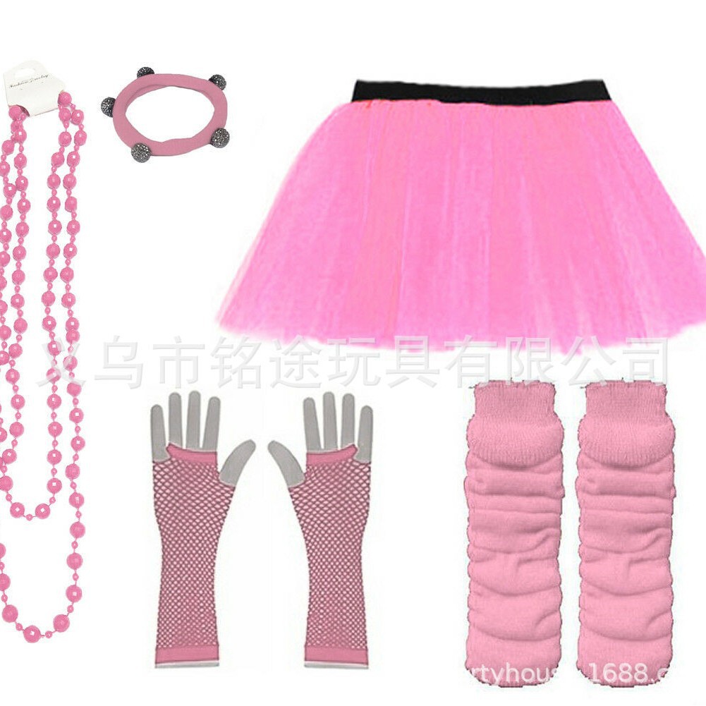 1980 s 80s traje collar pulsera falda de gasa guantes brazalete 80s Flapper girl dress