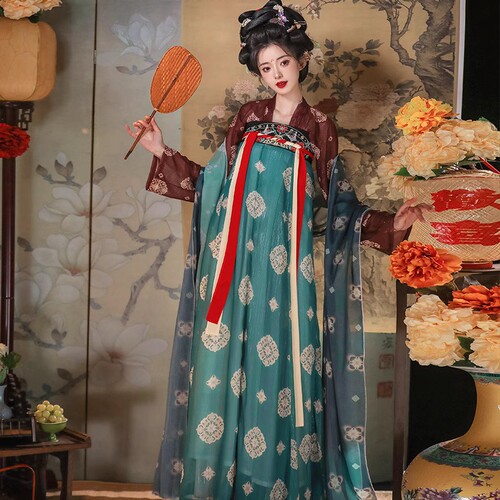 Chang'an Ning Tang Dynasty Princess original Tang Dynasty Hanfu women's restoration torn skirt chest-length underskirt Chinese style ancient costume complete set
