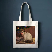猫咪帆布袋女大容量上课补习手提包环保购物袋 Canvas Tote Bag