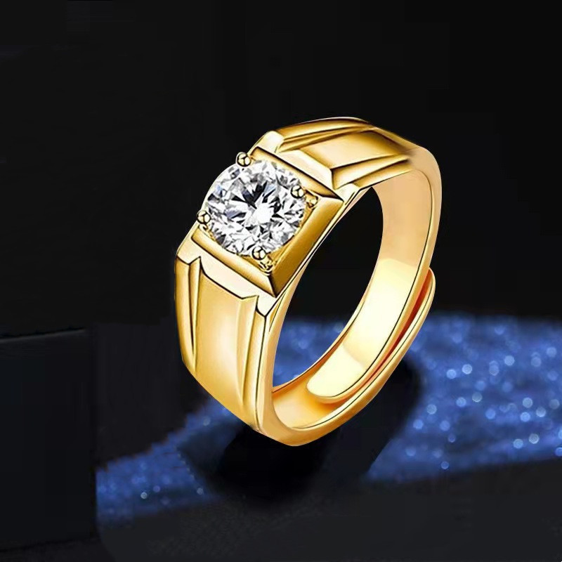 New Live Spelling Duoduo Men's Moissanite Open Ring Gold Silver Men's Fitting Ring Wedding Hand Jewelry