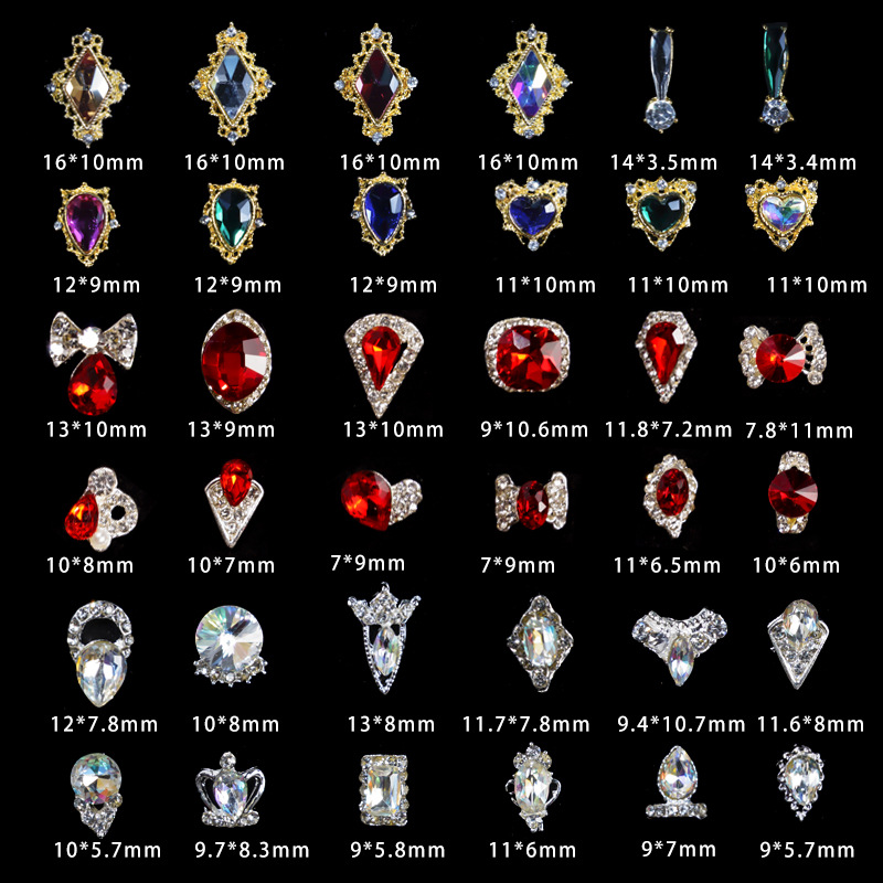 Nuevas joyas de manicura aleación de pegado de uñas accesorios de manicura de perforación de perforación de múltiples estilos de joyas de manicura mezcladas