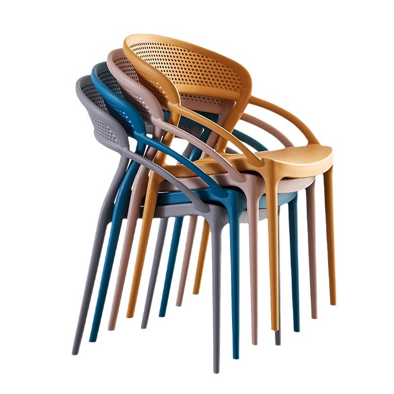 Nordic Simple Backrest Chair Household Plastic Dining Chair Outdoor Leisure Chair Thickened Stackable Creative Fashion Stool