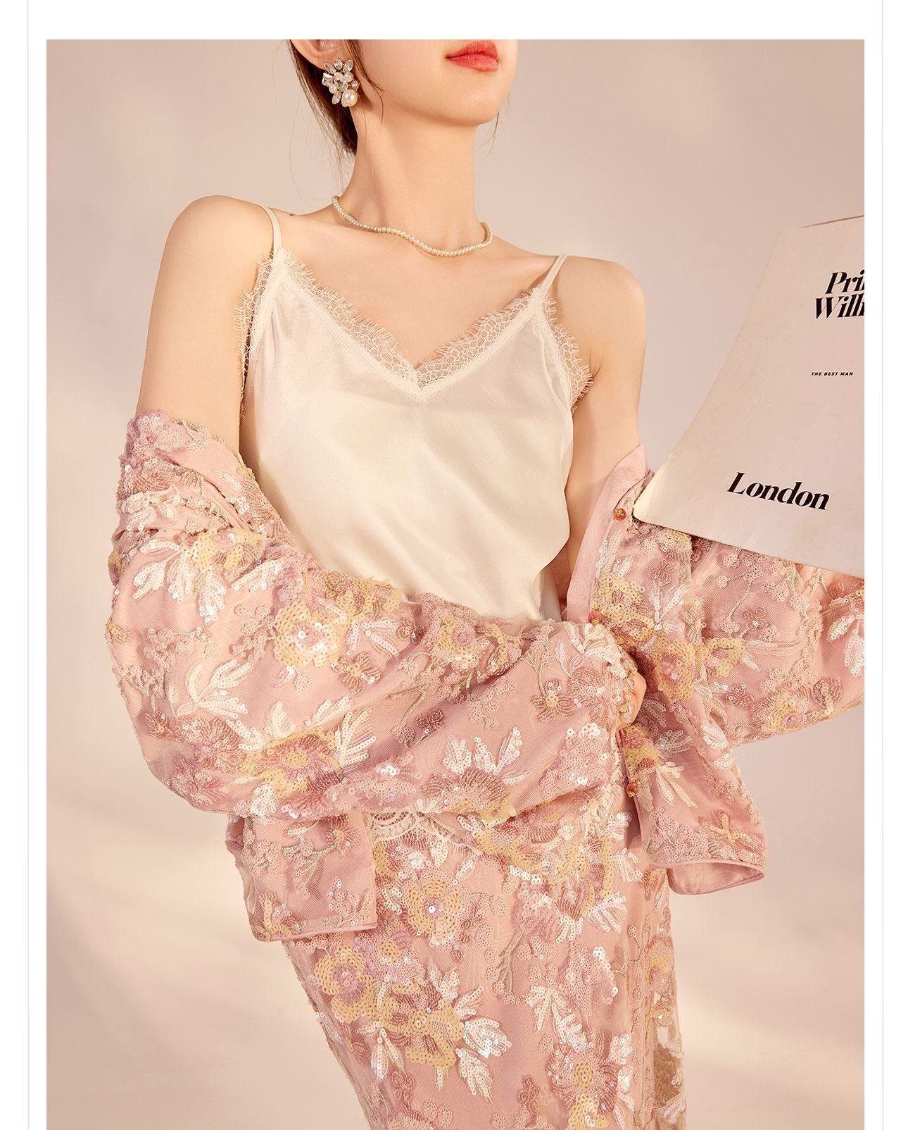 Set áo khoác và chân váy nữ phong cách Tân Trung Hoa thêu sequin cao cấp N2064 — Váy nửa, Áo khoác chi tiết 18