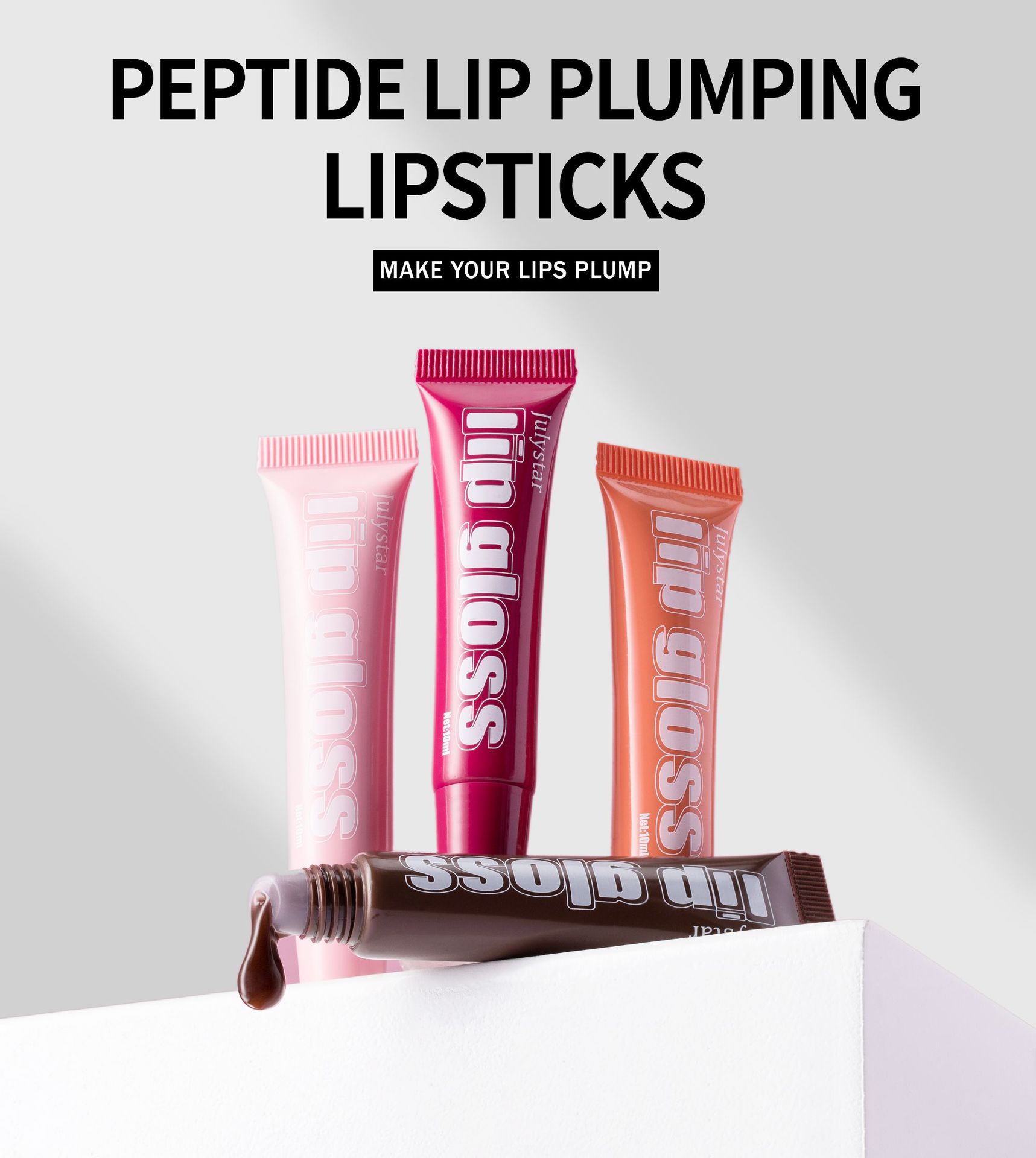 Julystar's best-selling Lip Moisturizing Fruit-flavored Lip Gloss 4-tube Set, Lip Gloss Moisturizing and Hydrating Lip Oil Makeup undefined
