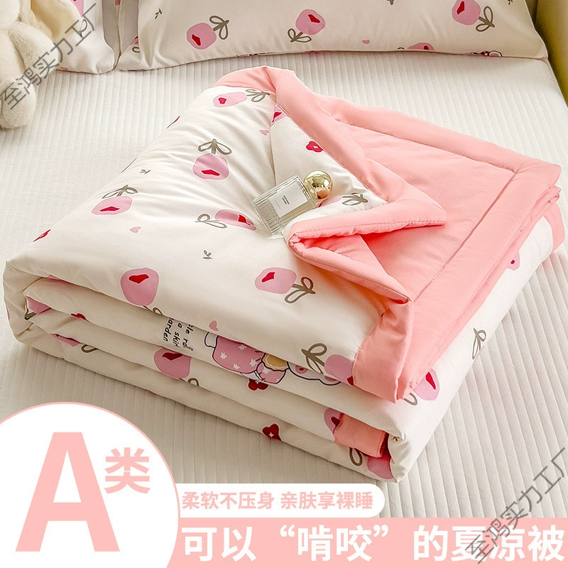 Летнее прохладное одеяло с рисунком из мультфильма, одеяло с кондиционером, двойное, можно стирать в машине, одиночное студенческое общежитие, лето, весна и осень, тонкое одеяло