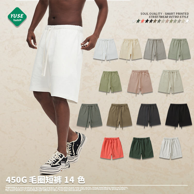 2026 Spring/Summer 450g Heavyweight Pure Cotton Vintage Street Style Shorts Unisex Casual Versatile Loose Fit Five-Point Shorts 2026 Spring/Summer 450g Heavyweight Pure Cotton Vintage Street Style Shorts Unisex Casual Versatile Loose Fit Five-Point Shorts