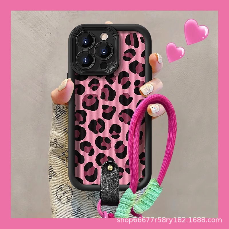 Leopard Print Lanyard Suitable for Redmi A5/14C/A3/13C Mobile Phone Case A1+/A2+ Lambskin All-Inclusive Anti-Fall Cover