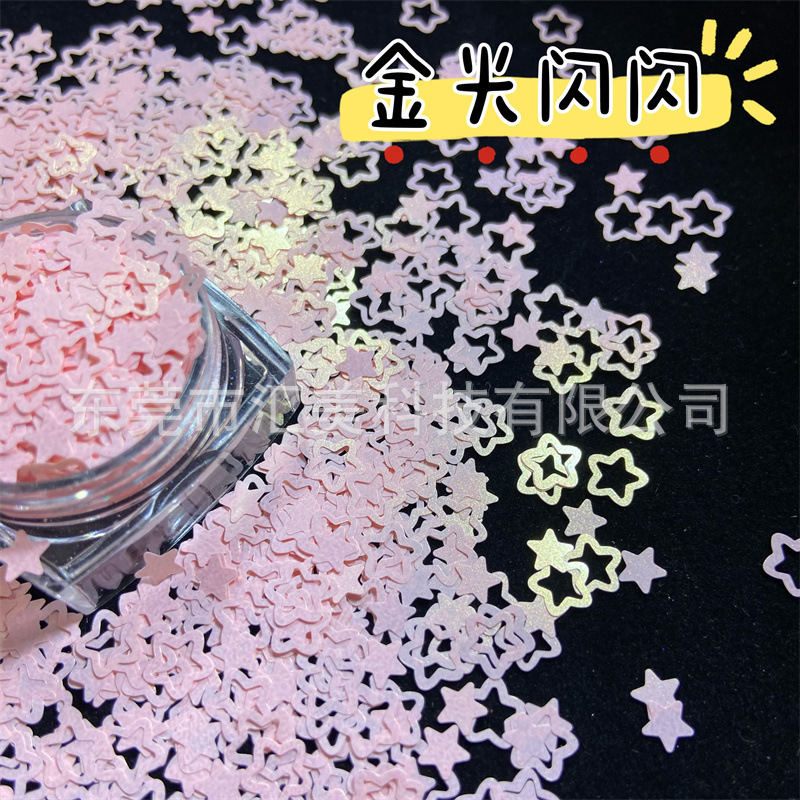 Solvent-resistant macaron arc Hollow five-pointed star DIY flow hemp nail epoxy decorative Glitter star sequins Solvent-resistant macaron arc Hollow five-pointed star DIY flow hemp nail epoxy decorative Glitter star sequins