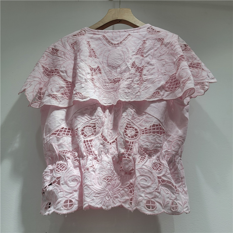 Dolce Jacquard hueco camisa de manga corta de cuello naval para mujeres 2026 nuevo verano coreano corta corta corta camisa
