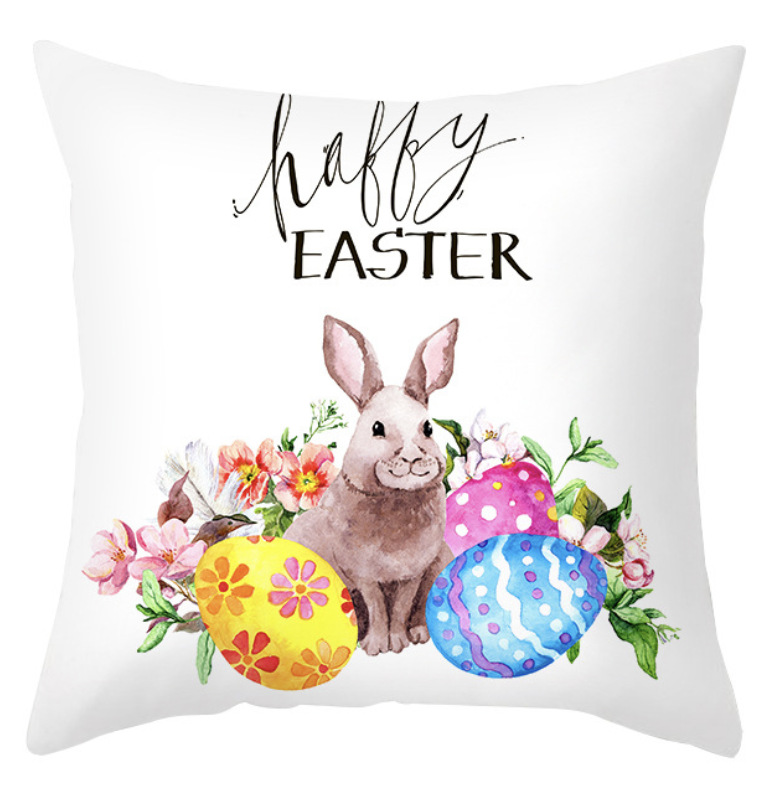 Amazon lino transfronterizo corto peluche conejo de Pascua acuarela guirlandas decorativas para el hogar almohadilla de almohada
