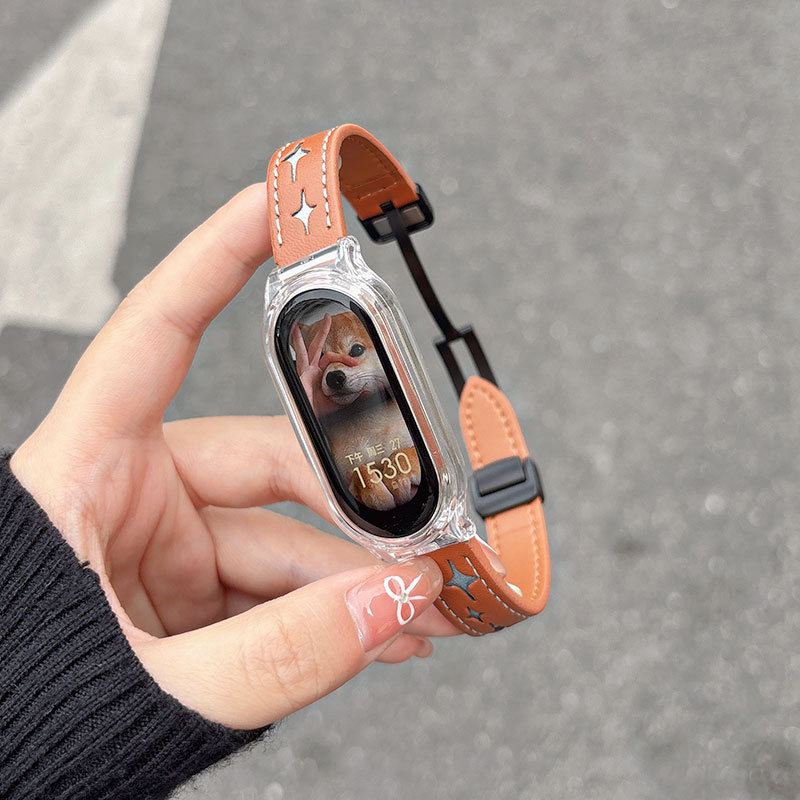 For Xiaomi bracelet 8/9 strap 7nfc leather starlight magnetic fashion smart sports bracelet 654 generation wristband