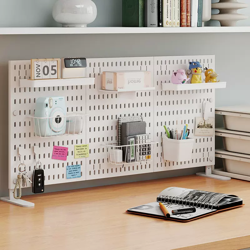 立式桌面洞洞板免打孔可夹办公室桌子收纳搁板儿童房书桌面洞洞板
