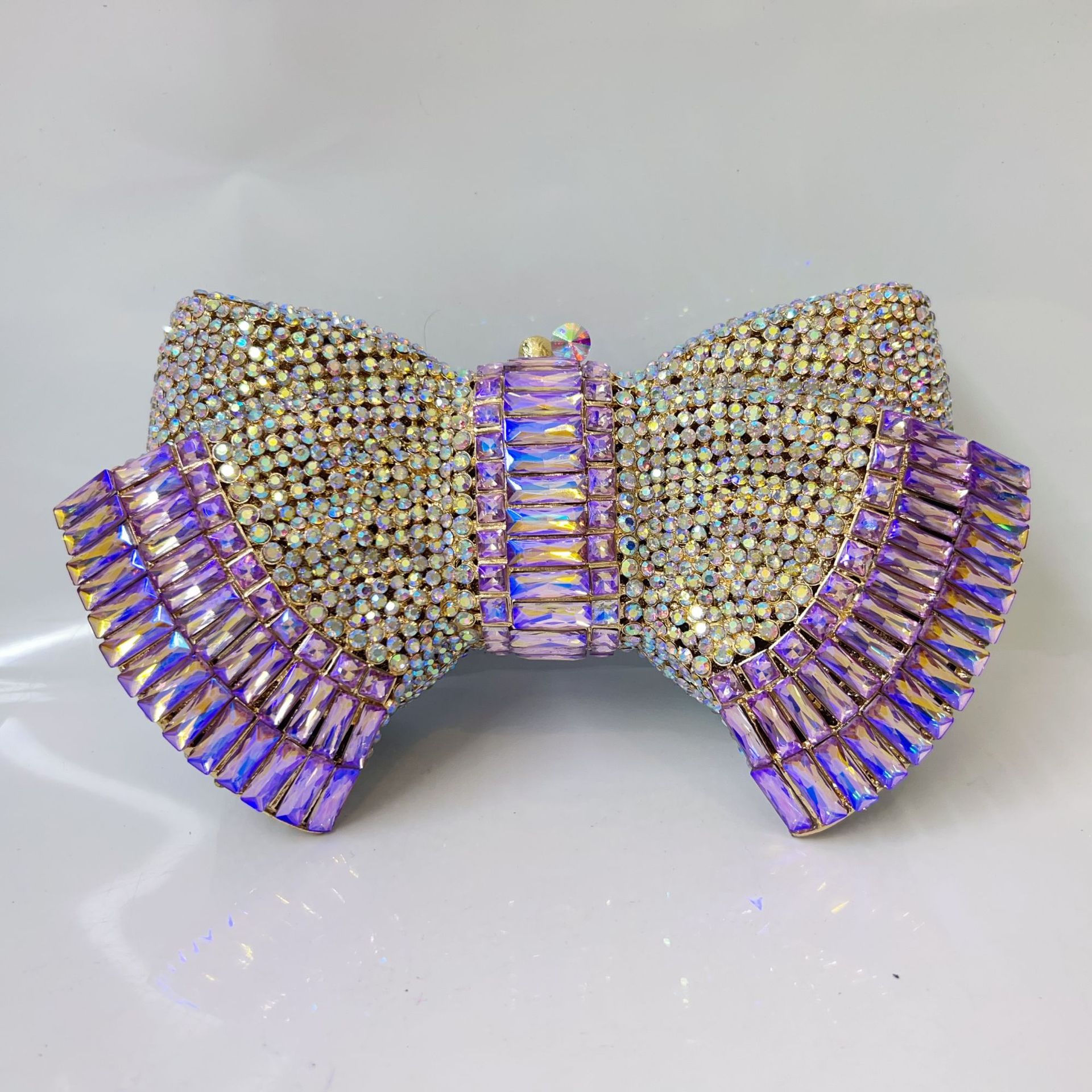 Selección estricta de nuevo arco transfronterizo con diamantes bolsa de cena europea y americana con diamantes llenos bolsa de mujer embrague de piedra