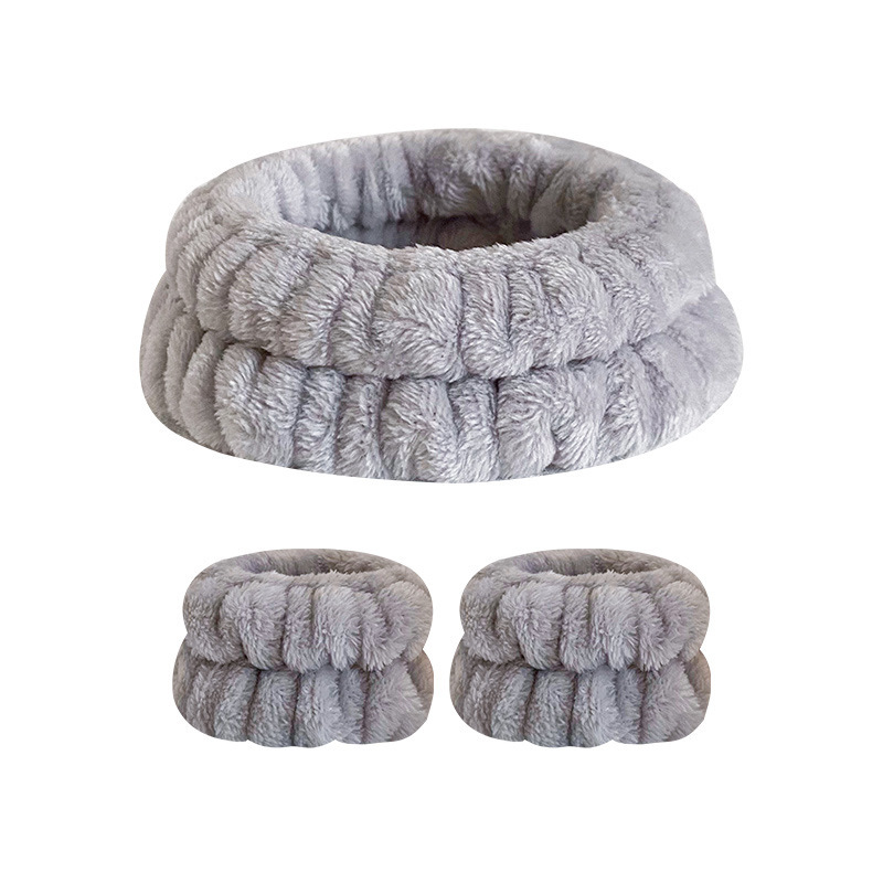 기계 재봉 머리띠 1 + 손목 2 --- 회색 (3 세트)(20*12*2.5cm 53g)