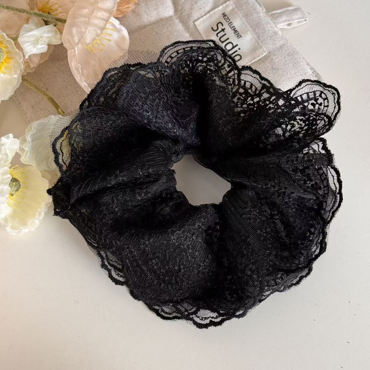 5686 4겹 웨딩드레스 레이스 헤어밴드-블랙(16cm)