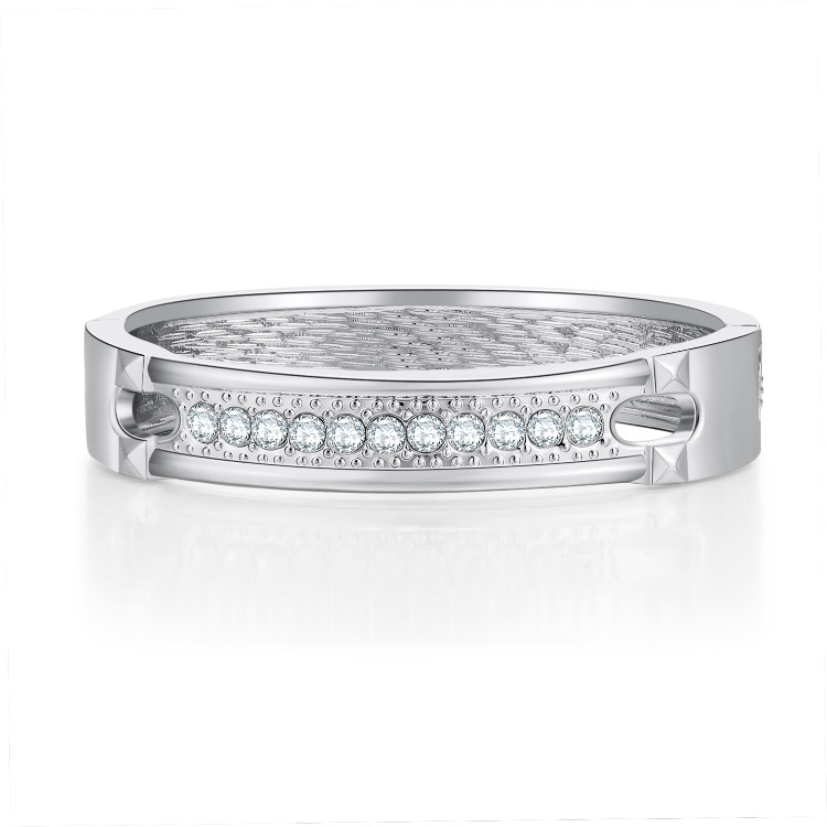 Bracelet Ouvert En Alliage De Ressort De Diamant Creux Brillant De Mode En Gros display picture 3