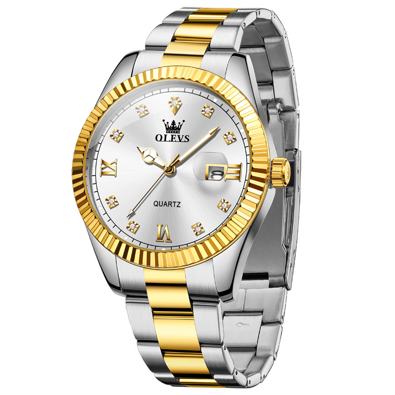 OLEVS Brand Watch New Gold Labor Style Quartz Watch Lishi Single Calendar Night Light Men's Watch_voghion.com