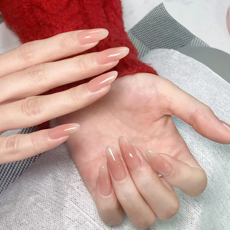 Wearing handmade nail art Zhen Yuan pass on the same style Ganlu Temple Hua Fei touch face nude white natural patch solid color