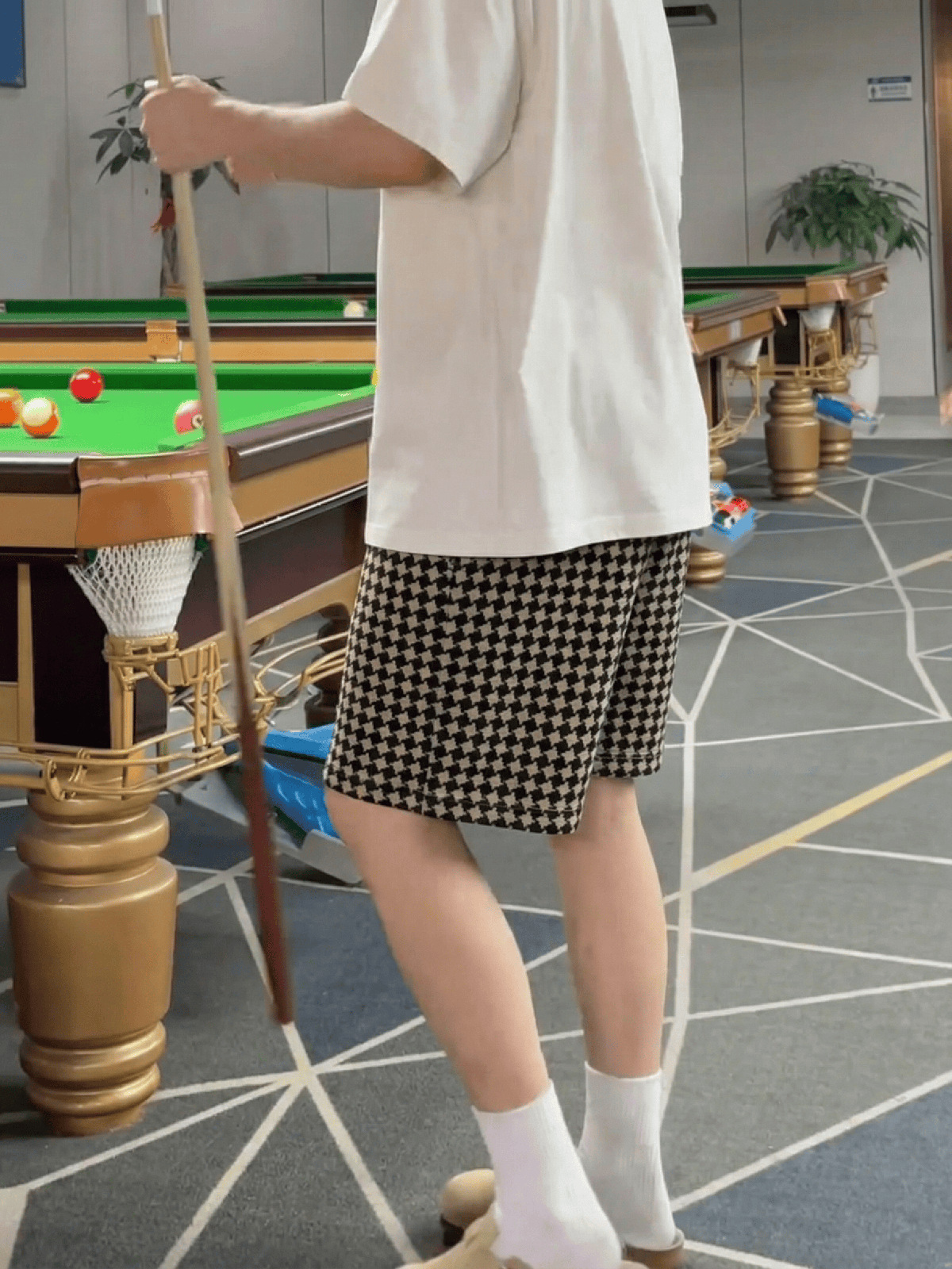 Herren Shorts Im Retro Houndstooth Design Lockerer Schnitt_voghion.com