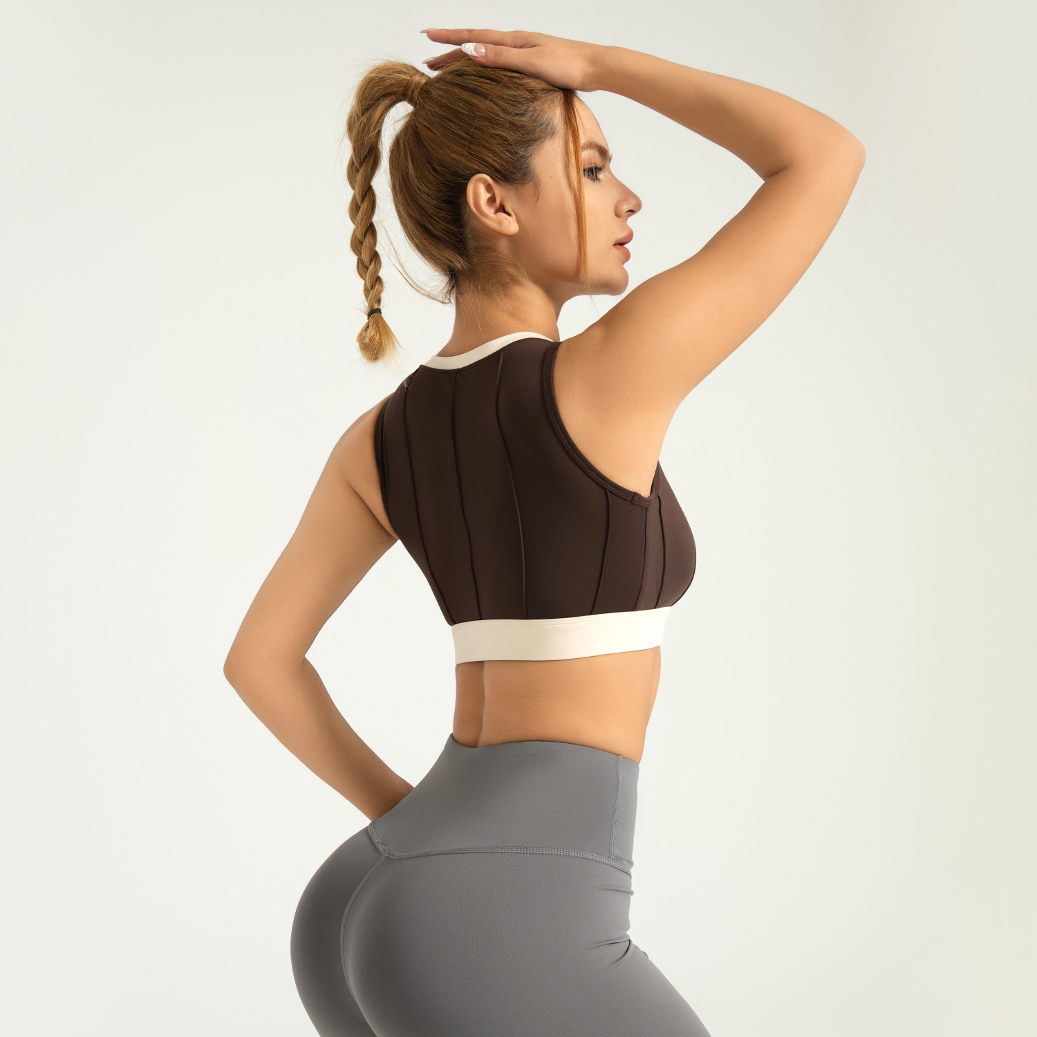 Área transfronteriza vertical color bra de yoga antichoque de alta resistencia fija ropa interior deportiva delgada