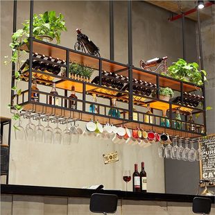 New Industrial Style Household Iron Wine Rack Bar Counter Wine Cabinet Bar Grape Hanging Rack Multi-Layer Wine Glass Rack