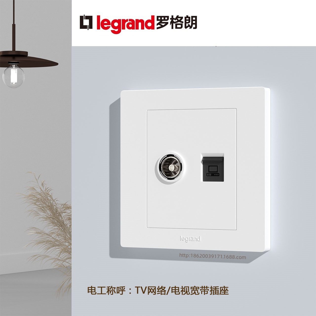 Legrand/罗格朗 博蕴系列 电视+电脑（超五类）插_玉兰白 ESC01/T