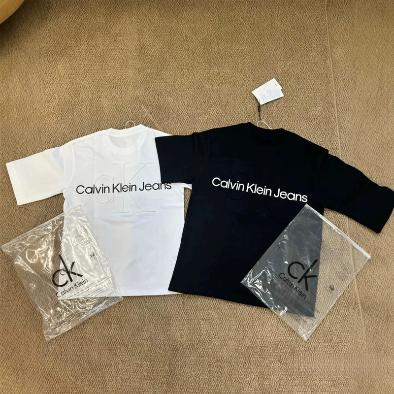 C Brand Original Pure Cotton 260g Loose Fit Unisex Embroidered Short-Sleeve Embossed Slim-Fit Round Neck Letter Casual Couple Style