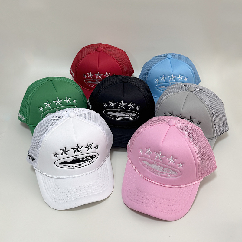 Corteiz CRTZ hat fashion baseball cap five-star color block mesh summer cap all-match truck cap men