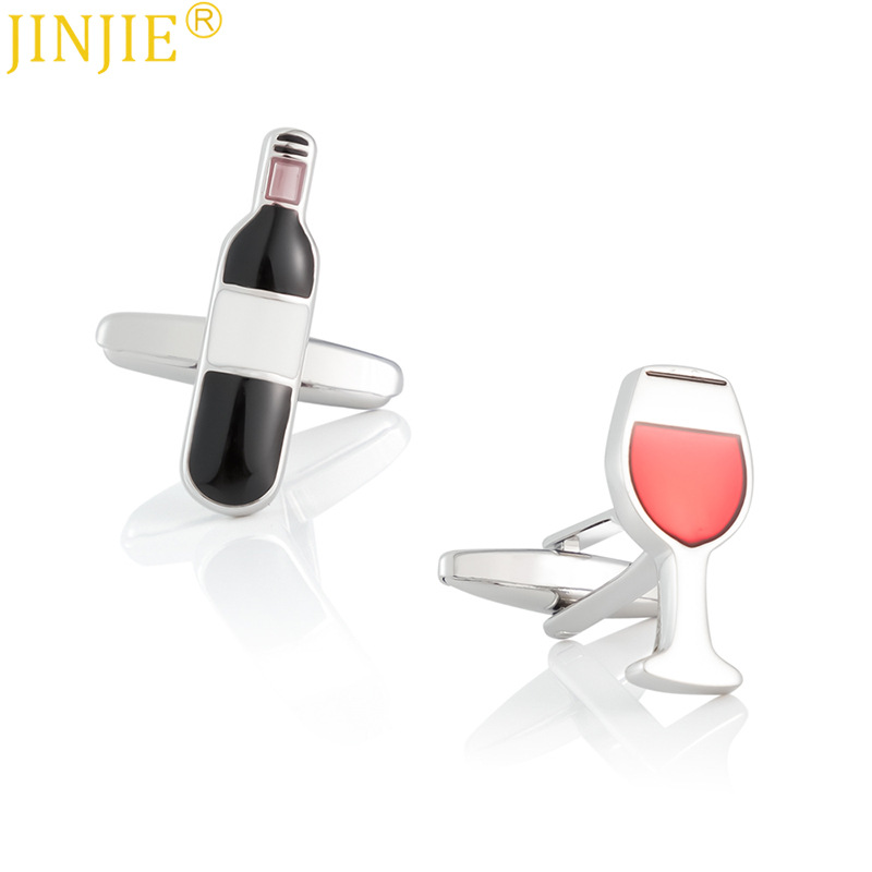 In stock high-grade epoxy enamel wine glass metal cufflinks Foreign Trade men's French cufflinks wholesale Cufflink