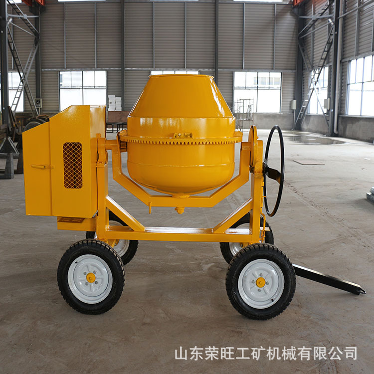 Mezcladora totalmente automática para obras de construcción de hormigón, tanque de almacenamiento de tambor de empuje manual, mezcladora de mortero diésel pequeña para uso doméstico.