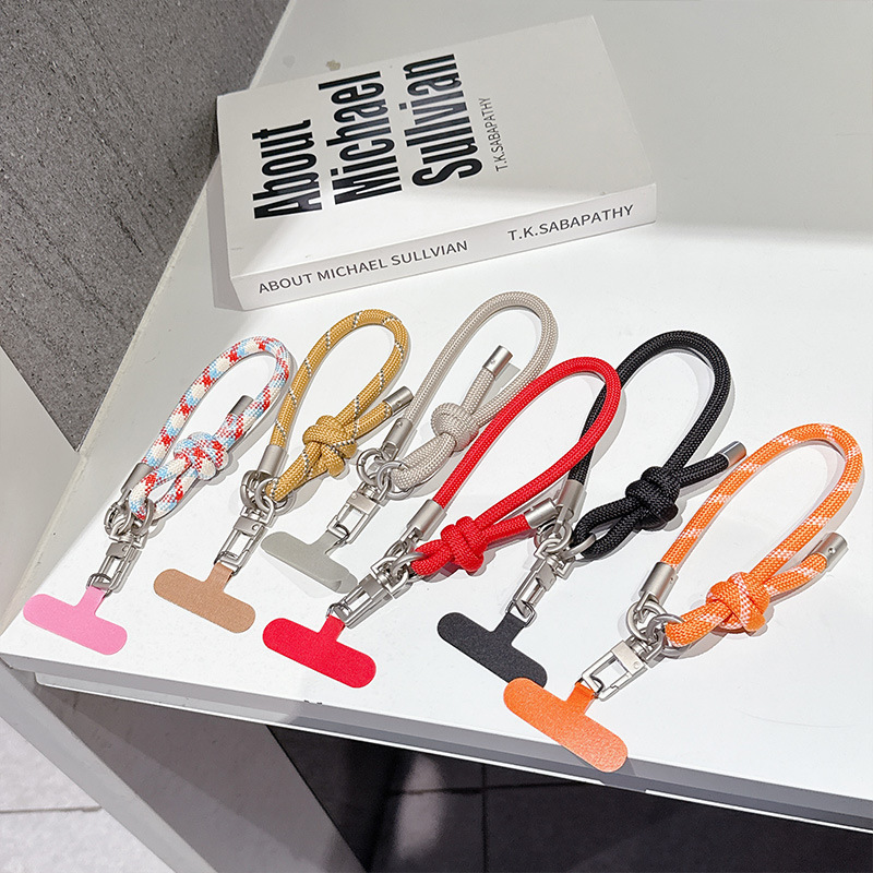 Dopamine-Colored Camera Keychain Anti-Loss Wrist Strap Rope Water Bottle Bag Woven Short Phone Lanyard