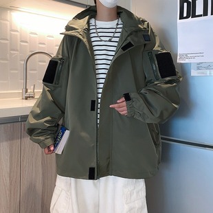 American Style Jacket Men's Spring and Autum 2024 New Trendyy Brand Functional Outdoor Waterproof Workwear Hooded Jacket