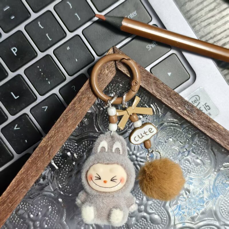 植绒迷你Labu拉布布无娃钥匙扣搪胶萌粒遛娃包包手机挂件可爱挂饰|undefined