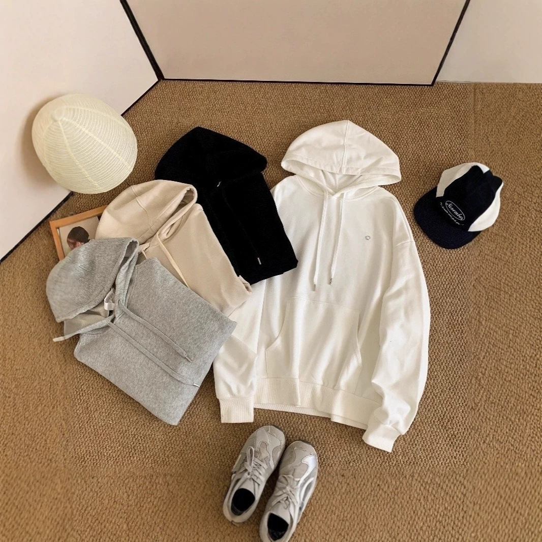 al* Loose-fitting hooded sweatshirt, solid color, high-quality custom drawstring front pocket, unisex, long-sleeved, loose fit.