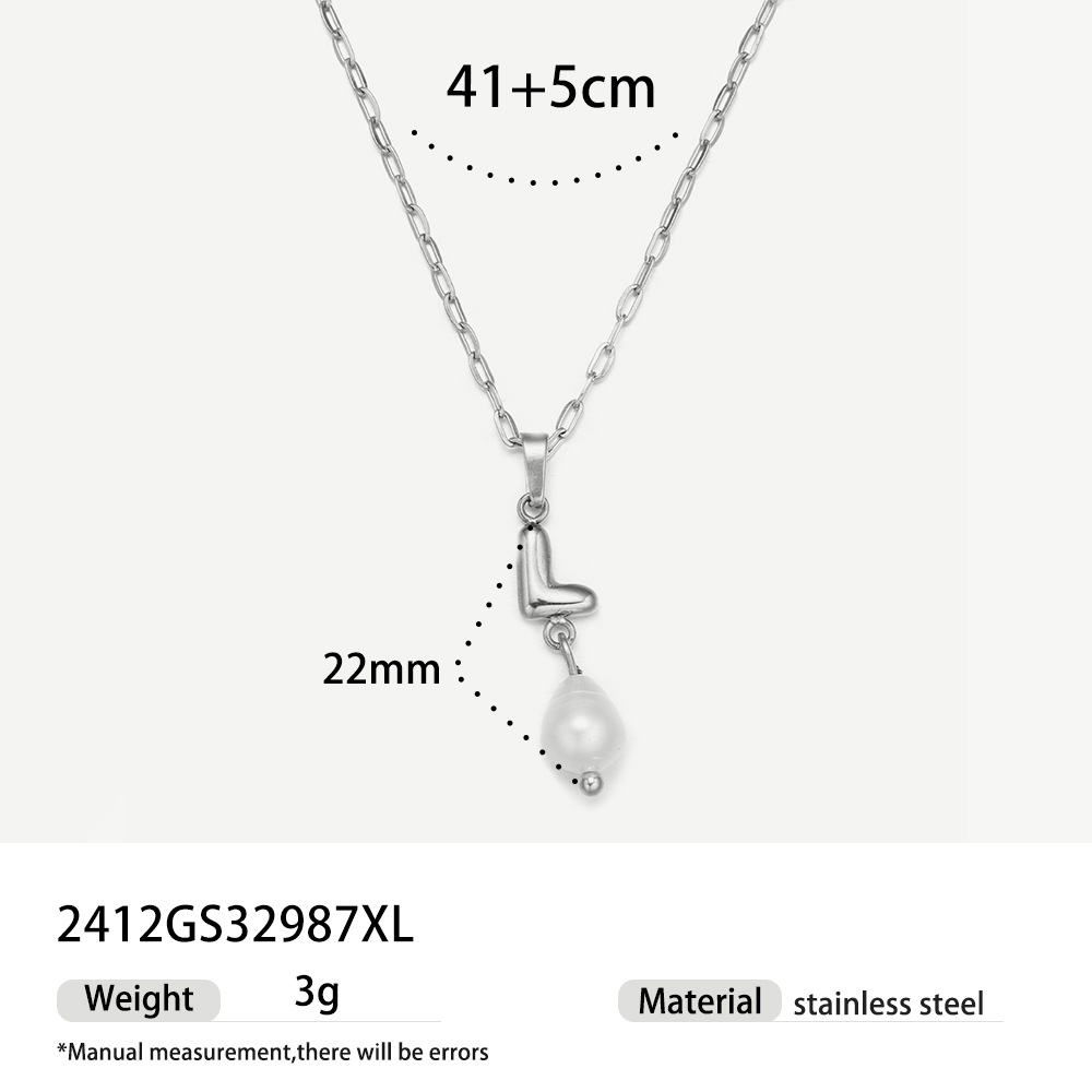 TENA collar de acero inoxidable de perlas verdaderas simplista de alto nivel nicho de diseño de acero de titanio collar de collar para mujeres image 11
