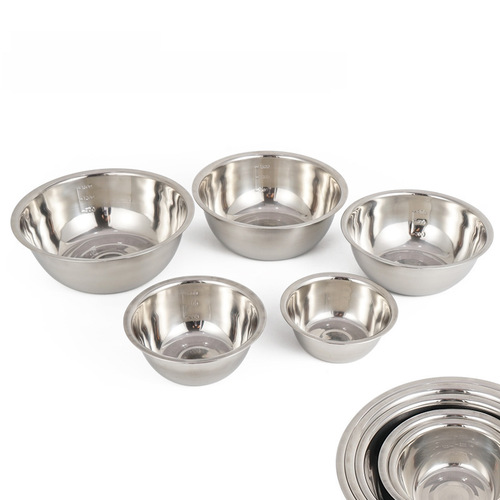 Picnic BBQ Stainless Steel Bowl 5-Piece Set Camping Portable Large Soup Bowl Rice Bowl Outdoor Household Kitchen Cookware