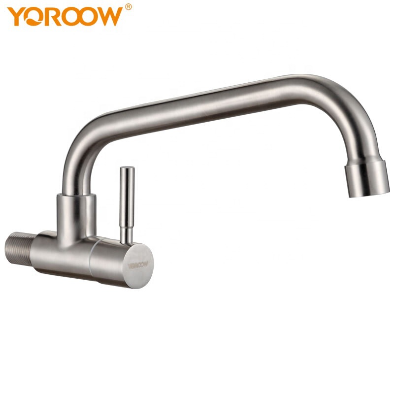 Foreign Trade Malaysia Exports Cross-Border High-Quality Single-Pole Cold Water 304 Stainless Steel Wall-Mounted Kitchen Faucet
