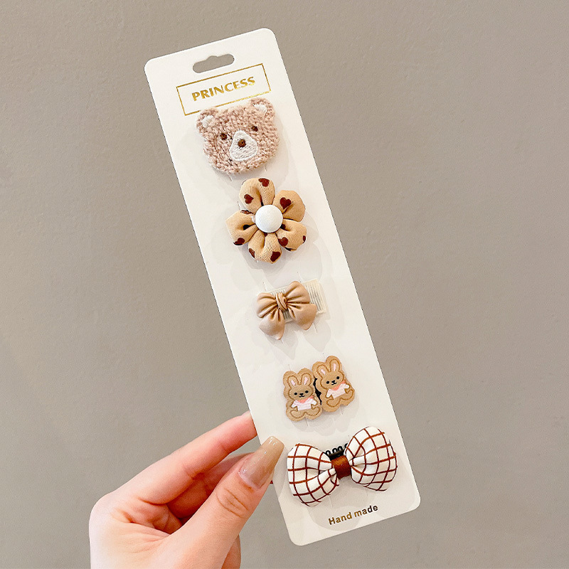 Niños lindos flores de dibujos animados clip para el cabello bebé pequeño clip no lastimar el cabello de la tela de la niña clip de borde de la mejilla