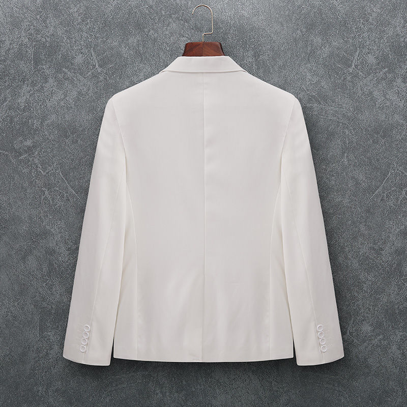 Todo a juego nuevo abrigo casual solo traje primavera y otoño superior uno de un solo pecho de los hombres más tamaño traje blanco de los hombres
