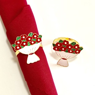 Amazon Western Restaurant Table Decoration Flower Napkin Ring Couple Series Napkin Buckle Paper Towel Ring Cloth Ring